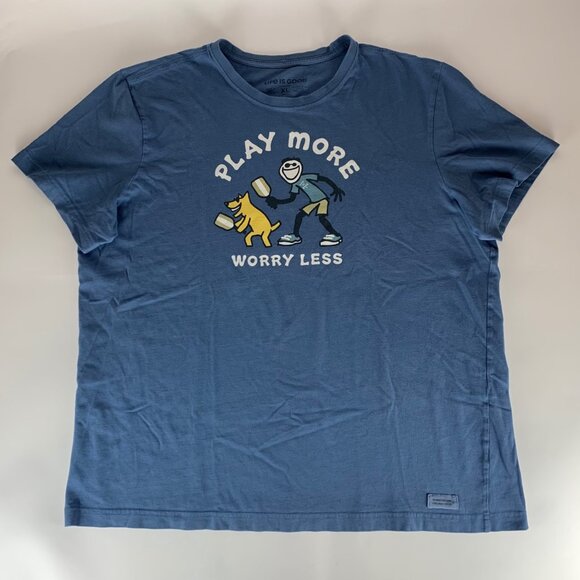 Life Is Good Blue Play More Worry Less Pickleball Crusher Tee Shirt Mens XL - Picture 1 of 5
